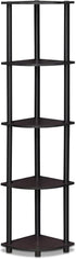 Furinno Turn-N-Tube 5 Tier Corner Display Rack, Multipurpose Shelving Unit, 1-Pack, Dark Walnut