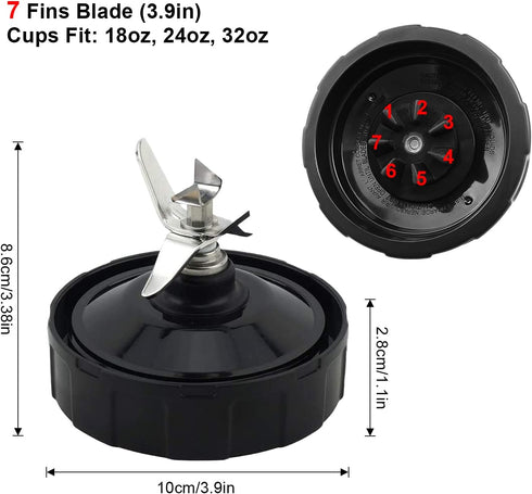 7 Fins Blade Replacement Parts for Ninja Blender, Compatible with Auto iQ Models, Includes Gaskets