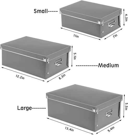 Foldable Storage Baskets, 3 Piece Multiple Sizes Small/Medium/Large Waterproof Plastic Box with Lid for Toys/Shoes Grey by XUCHUN