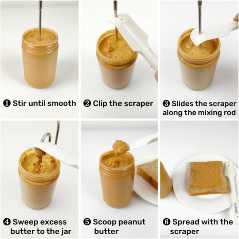 Peanut Butter Stirrer with a Silicone Spatula, Stainless Steel Natural Peanut Butter Stirrer Tool for Hand Mixers