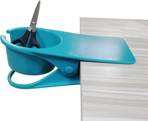 Drink Cup Holder Clip, Home Office Table Desk Side Huge Clip for Water Drink Beverage Soda Coffee Mug Holder (New Blue)