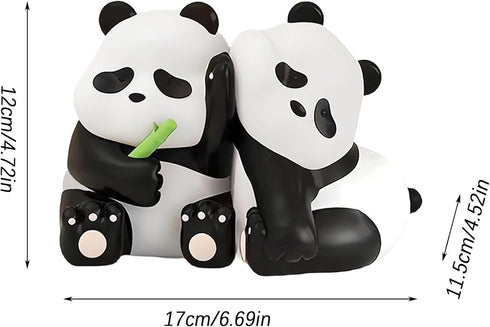 Whbbbj 2pcs Cute Panda Decorative Bookends, Resin Unique Animal Book Ends, Fun Modern Home Sculptures, Modern Panda
