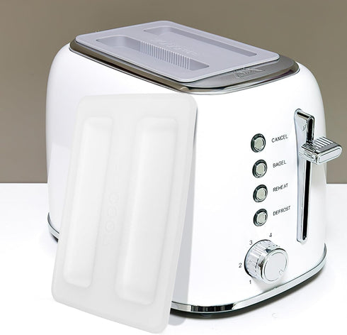 Silicone Toaster Dust Cover, 2 Slice Electric Bread Maker Lid, White Toaster Machine Top Cover Accessories