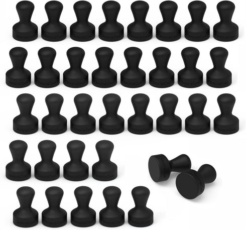 SMART&COOL Black Silicone Push Pin Magnets: 35 Pack Strong Anti Scratch Fridge Magnets for Kitchen and School