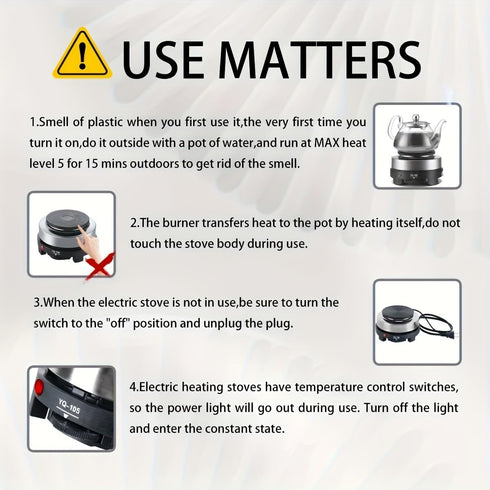 Jerliflyer 110V Mini Electric Stove, Portable 500W Multifunctional Stove for Kitchen, Dormitory, Camping, Hot Pot