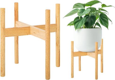 Wood Plant Stand, 12.2" x 13.8" Indoor Outdoor, Wooden Single Floor Pot Holder, Natural Plant Stand, Assembly Required