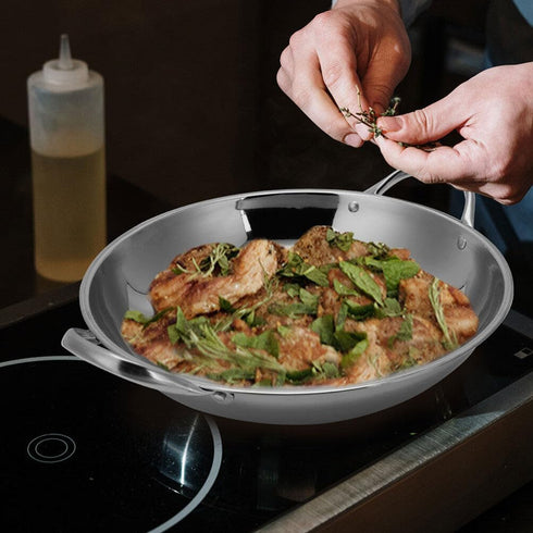 BESTonZON Skillet Pan Stainless Steel Paella Pan, Restaurant Pans for Cooking, Ideal for Outdoors, Camping, Parties, 26cm by BESTonZON