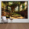 Ine Ive Forest Library Tapestry Mysterious Green Tree Medieval Bookshelf Aesthetic Tapestries