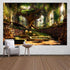 Ine Ive Forest Library Tapestry Mysterious Green Tree Medieval Bookshelf Aesthetic Tapestries