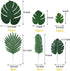 TIETHEKNOT Fake Leaves, 60 Pcs Artificial Tropical Palm Monstera Leaves with Stems for Party Decorations