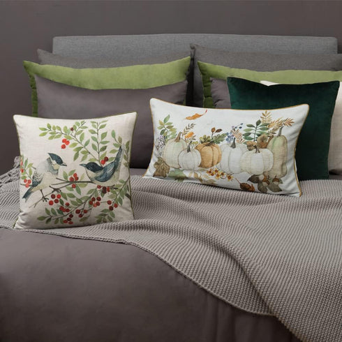 3D 16x28 Inch JWH Decorative Pillow Cover Flower Accent Pumpkin Case with Watercolor Print Cushion Long Pillowcase