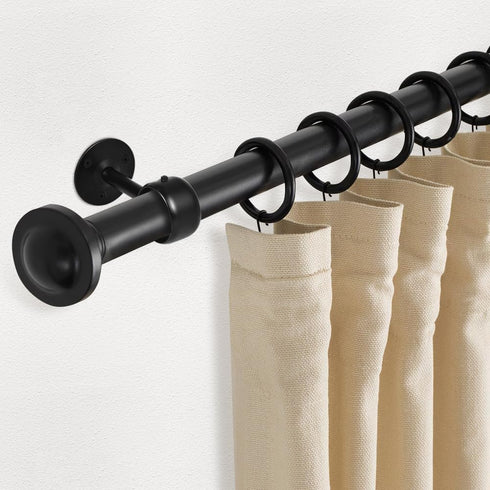Ceiling Curtain Rod Brackets, Heavy Duty 1-1/4 Inch Black Holders for Wall Closet Rods, 4 Pack