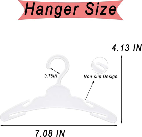60 Pack Hangers,18 inch 18 inch Doll Clothes Doll Clothes Hangers, Doll Hangers for Dolls, Plastic Hangers