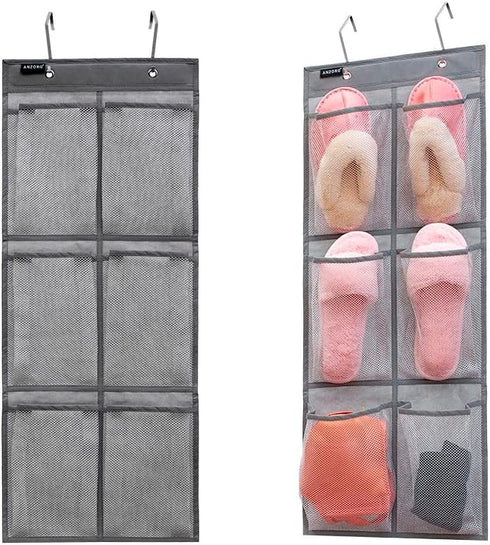2 Pack Minimalist Black Over The Door Hanging Closet Shoe Holder Organizer