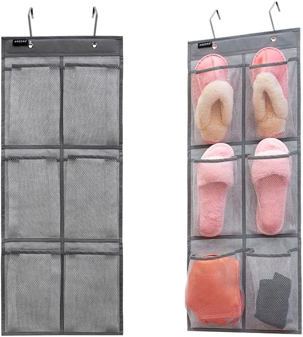 2 Pack Minimalist Black Over The Door Hanging Closet Shoe Holder Organizer