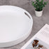 13 Round White Decorative Serving Tray with Handles, Versatile Ottoman Tray for Coffee Table, Entertaining, Outdoor