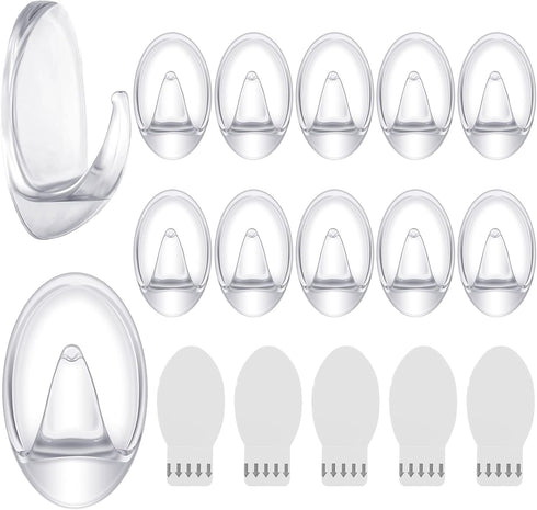Blulu 12 Pieces Clear Adhesive Hooks, Waterproof Utility Wall Hooks with 15 Self-Adhesive Tapes for Home Kitchen