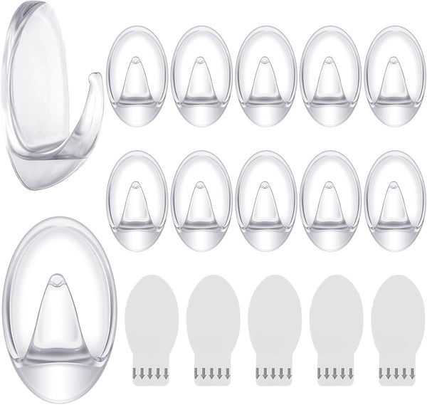 Blulu 12 Pieces Clear Adhesive Hooks, Waterproof Utility Wall Hooks with 15 Self-Adhesive Tapes for Home Kitchen