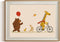 ARPEOTCY Framed Canvas Wall Art, 12x16 Inch Cute Animal Parade Print, Giraffe