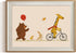 ARPEOTCY Framed Canvas Wall Art, 12x16 Inch Cute Animal Parade Print, Giraffe