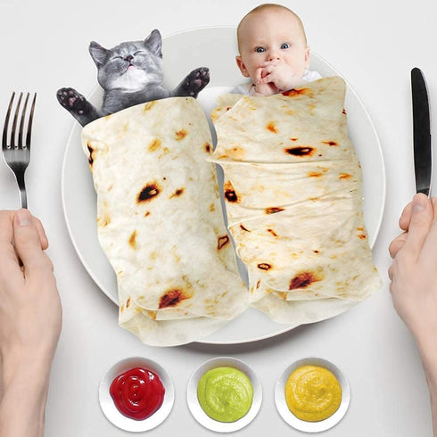 Tortilla Blanket, Baby Burritos Swaddle Blanket, Taco Blanket for Newborn Toddler, Soft Flannel Wearable Wrap