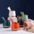 6PCS Mini Dessert Spoons Set, Small Stainless Steel Gold Tea Spoons with Ceramic Jar Holder