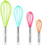 Webake Silicone Whisk Set of 4, Large Medium Small Mini Heat Resistant Non-scratch Coated Kitchen Whisks for Cooking