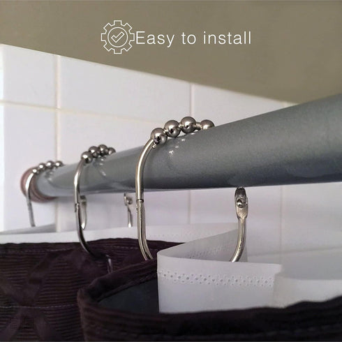 2LB Depot Wide Shower Curtain Rings/Hooks Set, 12 Rings, Decorative Brushed Satin Nickel Finish, Rustproof