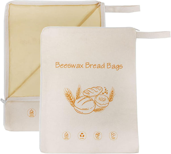 Lorine Beeswax Lining Bread Bags, Reusable Bread Bags for Homemade & Sourdough Bread,