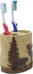 Cozy 4.5" 4.25" 3" BLACK FOREST DECOR - Woodland Moose & Bear Toothbrush Holder - Aged Rustic Bathroom Dcor for Cabin
