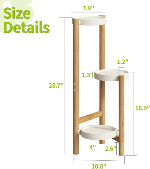 3 BMOSU Plant Stand For Indoor Outdoor Bamboo Potted Holder Shelf Plant Rack Plants Corner Plant Shelf Plant Display