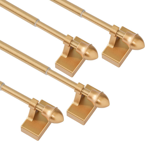 Adjustable Magnetic Curtain Rods for Metal Doors, 09-16 Inch, 4 Pack, Gold, No Tools Required