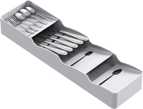 Lifewit Compact Flatware Drawer Organizer, Narrow Plastic Cutlery Holder for Kitchen Drawers, Spoons, Forks and Knives,