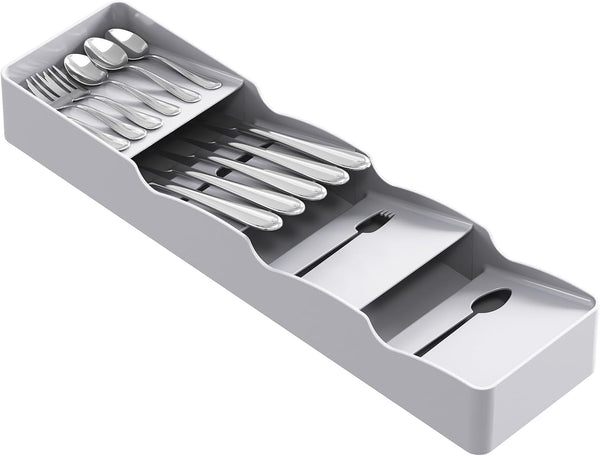 Lifewit Compact Flatware Drawer Organizer, Narrow Plastic Cutlery Holder for Kitchen Drawers, Spoons, Forks and Knives,