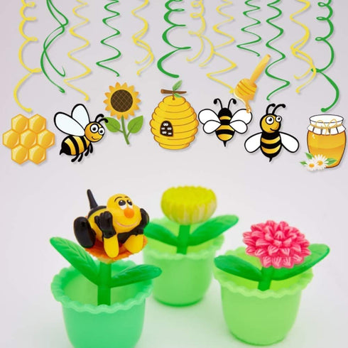 30Ct Bee Party Hanging Swirl Decorations for Garden Party, Fairy Party, Kids, Boys, Girls, Home, Classroom, Baby Shower