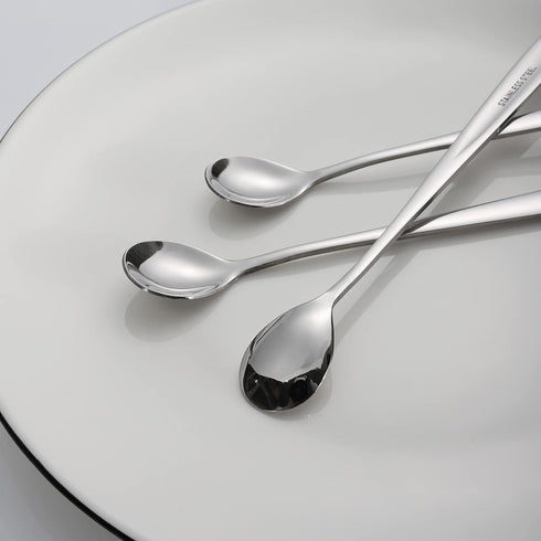 Stainless Steel Iced Tea Spoons Set of 6, Cocktail Stir Sticks for Cold Drinks