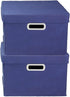 Household Essentials Fabric Storage Boxes with Lids and Handles, Blue