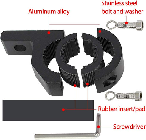Motorcycle Mounting Bracket 4Pcs - Universal Clamp for 0.75" 1" 1.25" Horizontal Bull Bar Work Auxiliary Lights