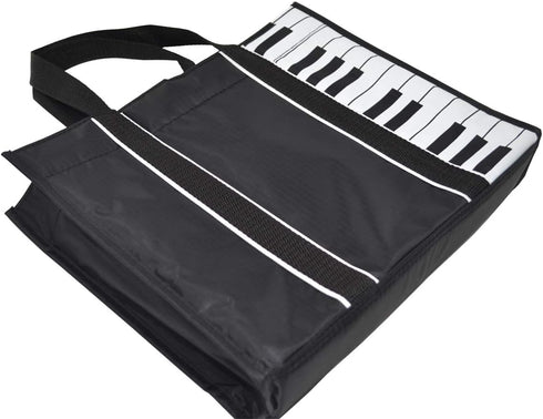 Piano Keys Music Tote Bag, Waterproof Oxford Cloth Handbag with 5mm Sponge, Shopping Bag with Magnetic Snaps