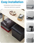 16 inch AmasSmile Storage Ottoman Folding Foot Rest Stool with Side Pocket, Leather Footstool Bench, Short Ottoman