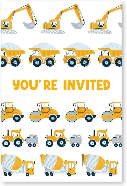 Soiceu 2nd Set 20 2 Cute Construction Birthday Party Invitations with Envelopes of Dump Truck Digger Construction Years