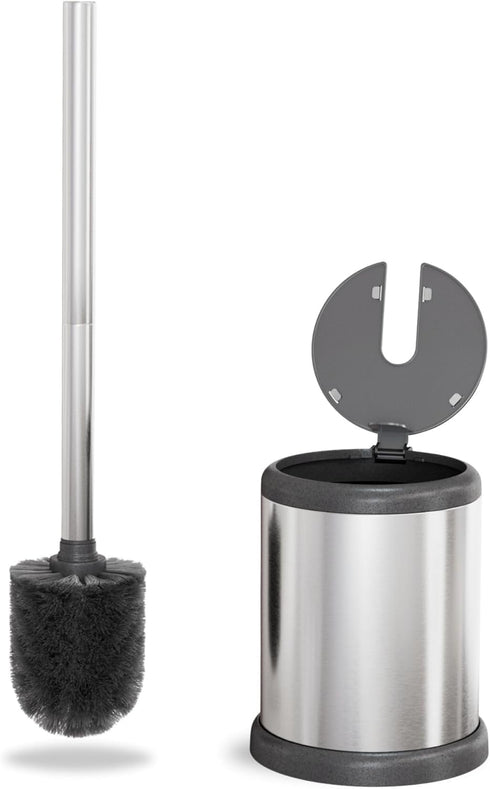 ToiletTree Products Toilet Brush with Lid, Sleek Toilet Bowl Brush and Holder Set