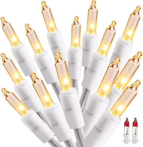 ODEETRONIC Warm Christmas Lights - 21.63ft 100 Count Steady & Blink Clear Lights for Indoor Outdoor Party