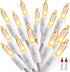 ODEETRONIC Warm Christmas Lights - 21.63ft 100 Count Steady & Blink Clear Lights for Indoor Outdoor Party
