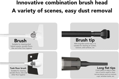 Cordless Vacuum Cleaner, Lightweight Stick Vacuum with Strong Suction, Detachable Design for Hardwood Floors, Carpet,