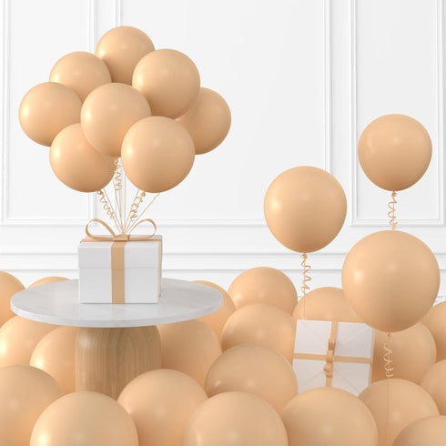 KALOR 12 Inch Beige Balloons, 3.2g/100 Pcs Thick Matte Latex Balloons for Party Decorations