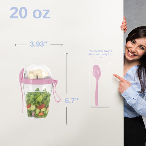 IDOBY 20 Oz Cups(Set 4) Overnight Oats Containers With Lids & Spoon, Meal Prep Yogurt Containers, Parfait Cups