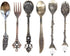 Vintage Style Dessert Spoons - Awakingdemi Metal Carved Fruit Spoons for Kitchen Dining Bar, 6pcs/set