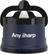 AnySharp Knife Sharpener, Hands-Free Safety, PowerGrip Suction, Compact for All Kitchen Knives, Navy Blue