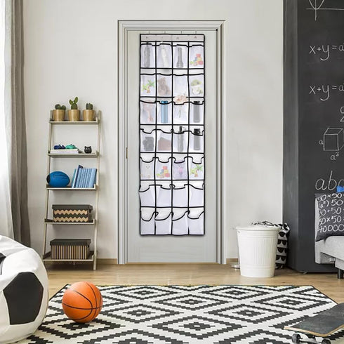 Pocket Shoe Organizer, 28 Pocket Door Hanging Shoe Rack for Closet, White (Size: 68.5x20.88inch)